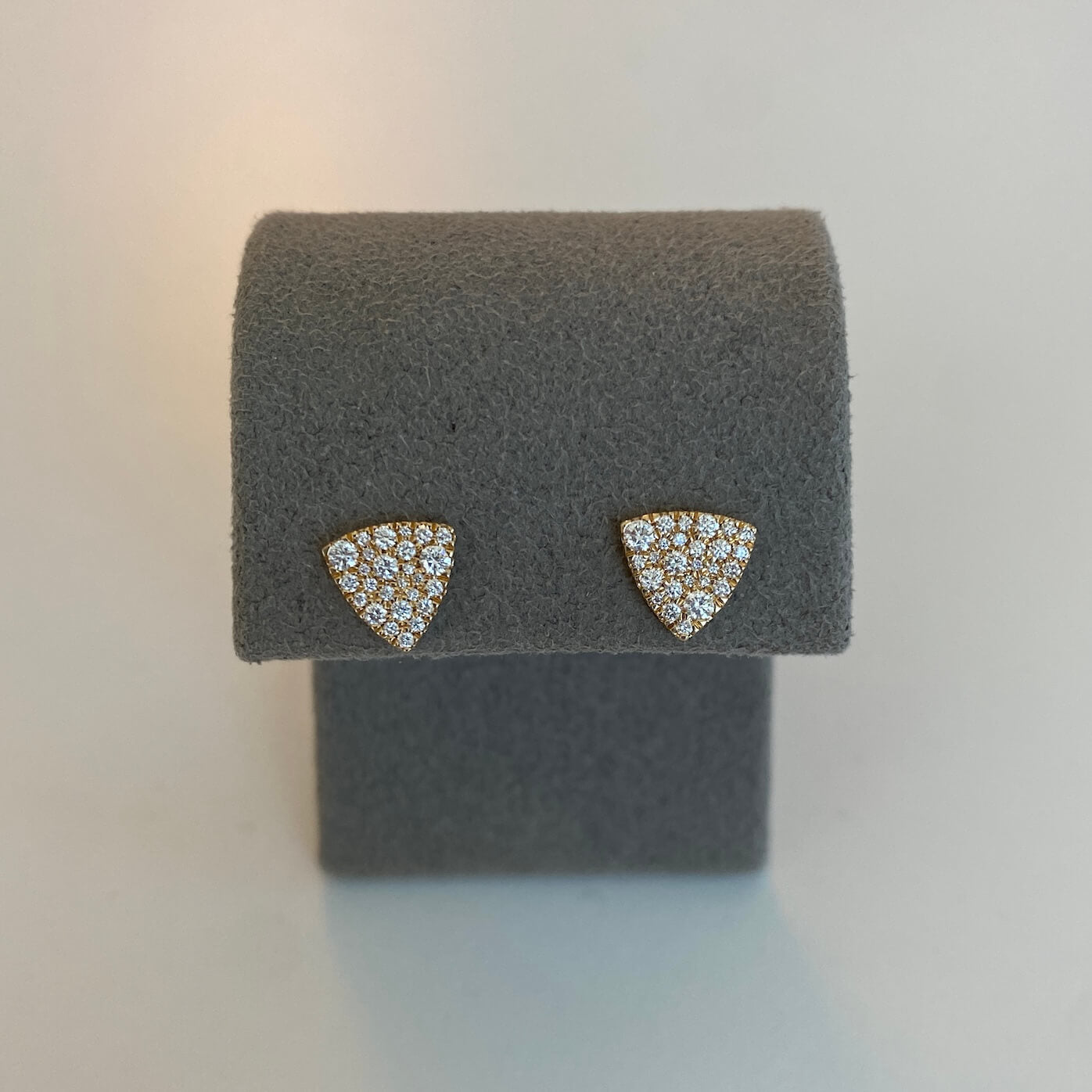 Yellow Gold-1^Designer Stud Earrings: Emily Sarah Large Triangle Studs in Yellow Gold 