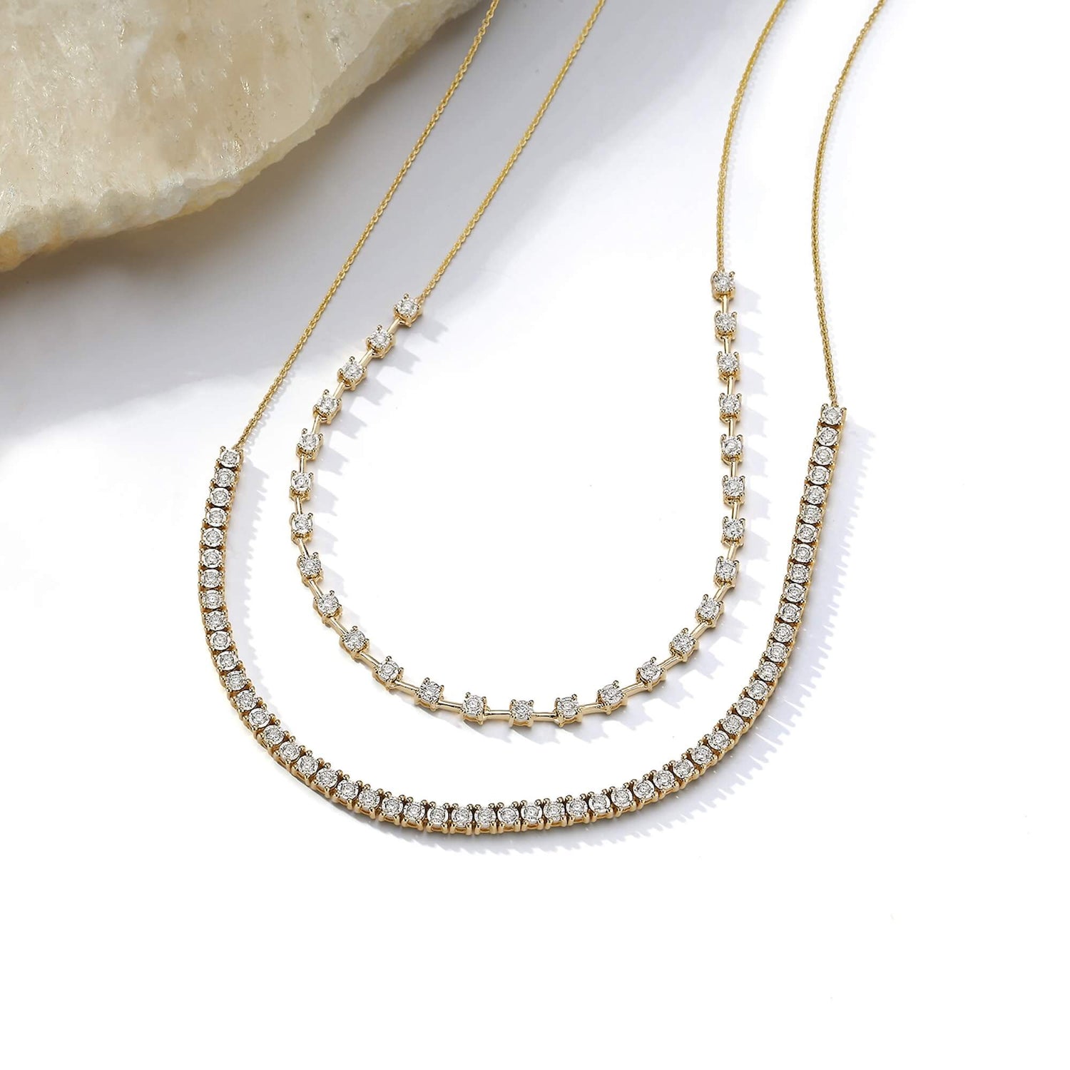 Yellow Gold-4^Diamond Tennis Necklaces: Ava Bea Tennis Necklace in Yellow Gold