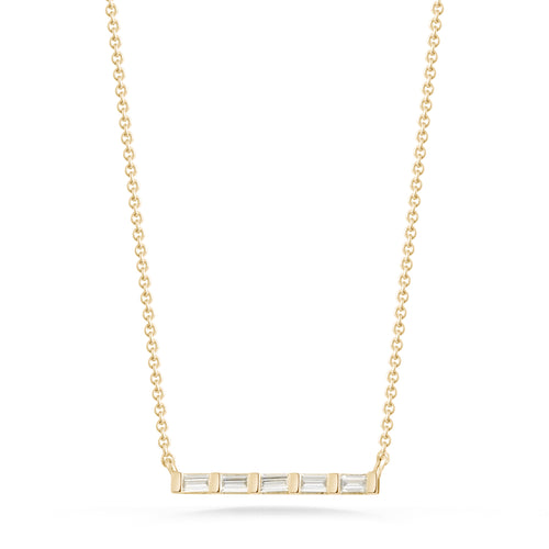 Yellow Gold-1^Diamond Bar Necklaces: Sadie Pearl Diamond Bar Necklace in Yellow Gold