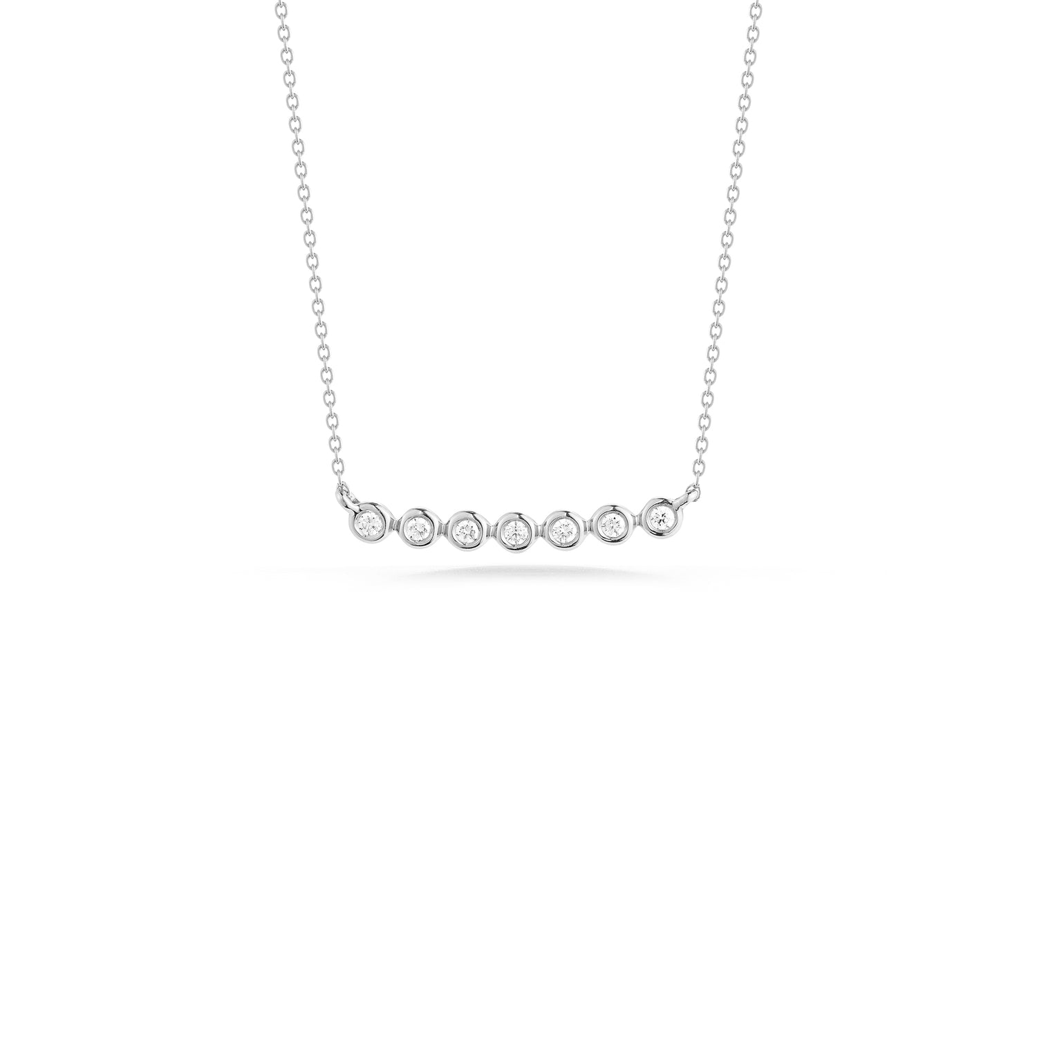 White Gold-1^Diamond Bar Necklaces: Lulu Jack Bezel Bar Diamond Necklace in White Gold