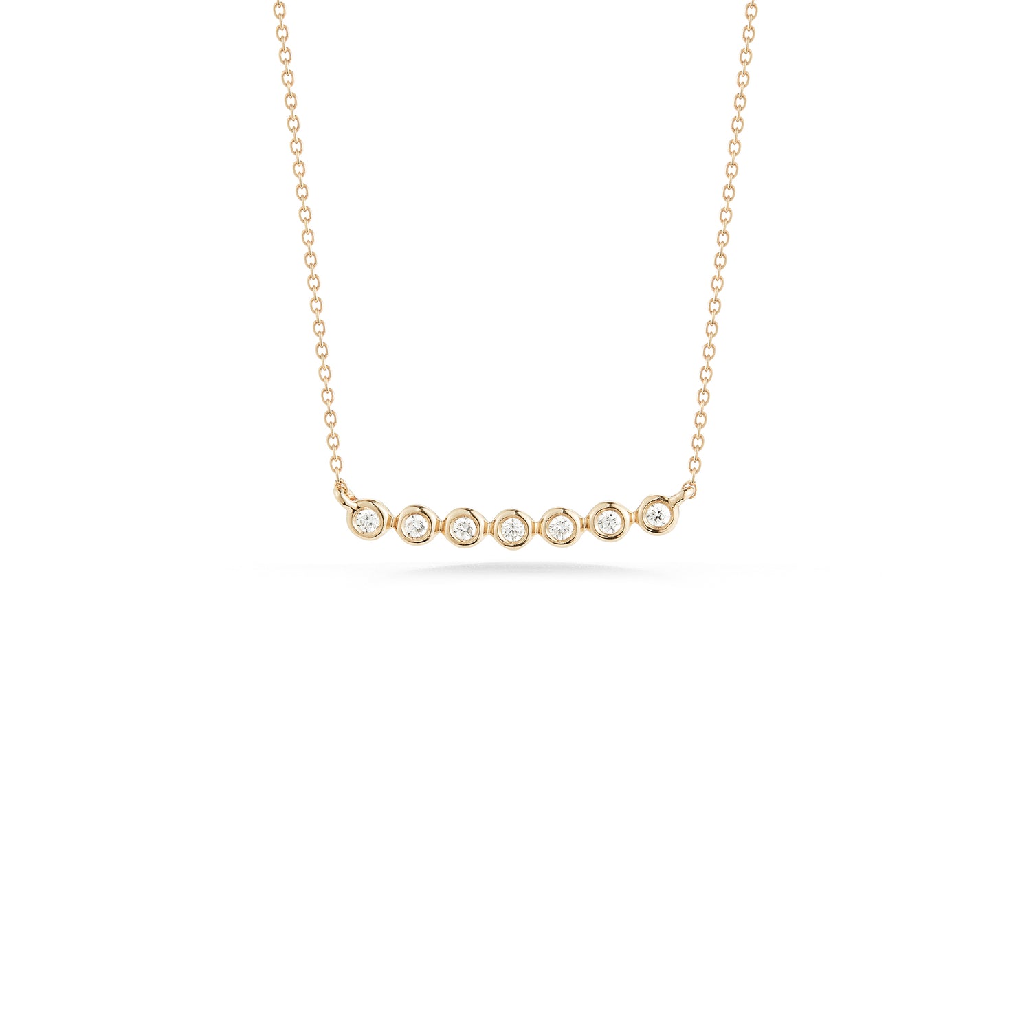 Yellow Gold-1^Diamond Bar Necklaces: Lulu Jack Bezel Bar Diamond Necklace in Yellow Gold