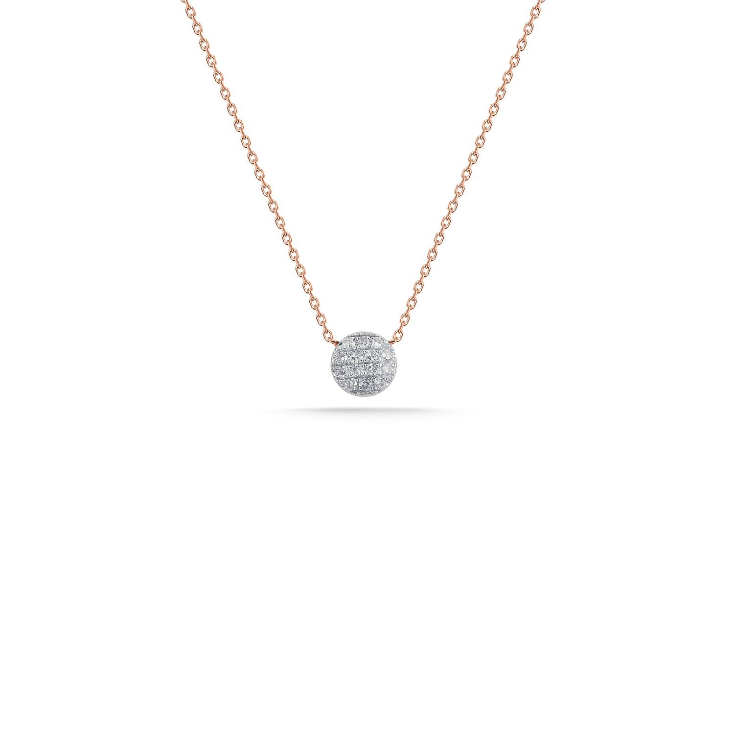 Rose Gold-1^Diamond Pendant Necklaces: Lauren Joy Mini Disc Necklace in Rose Gold