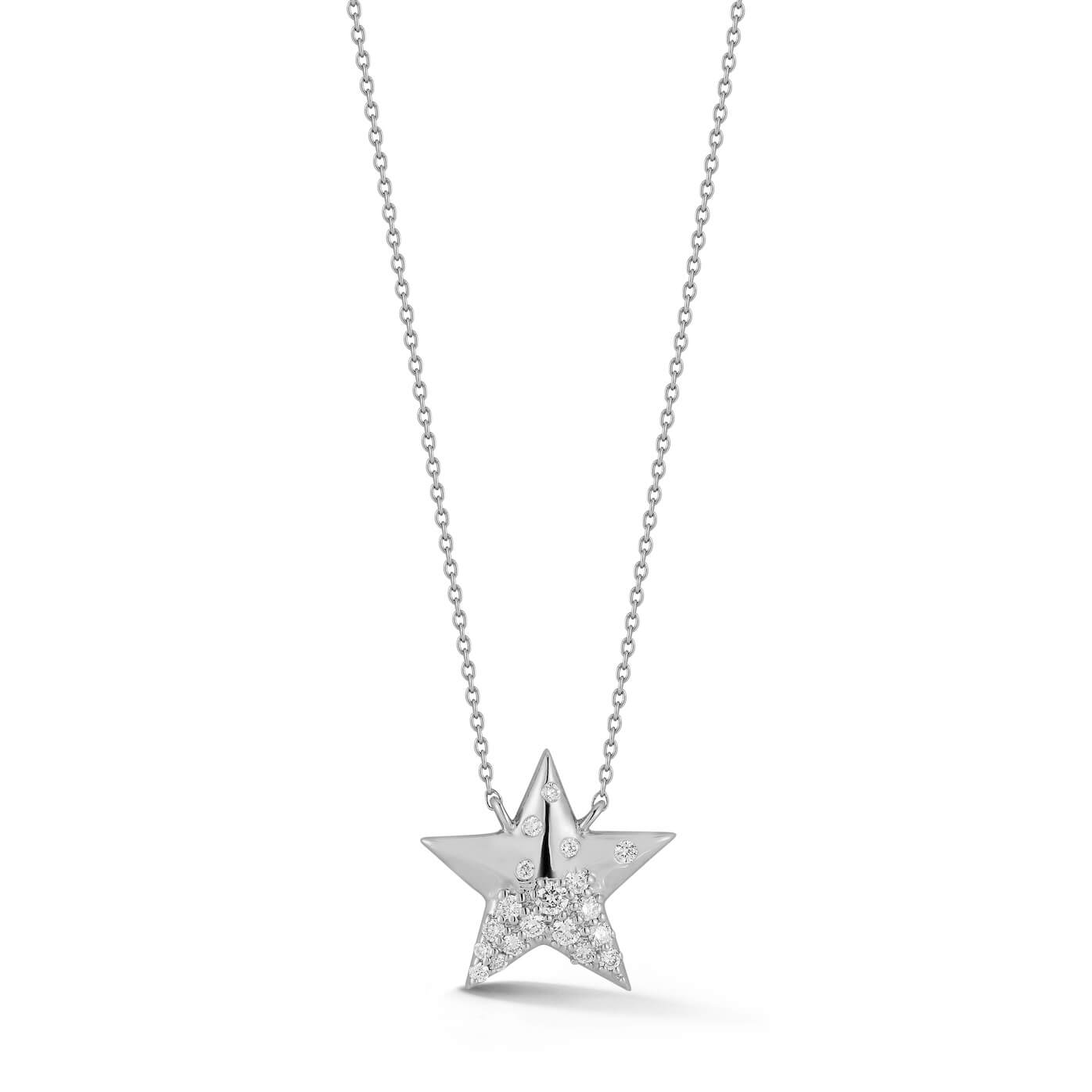 White Gold-1^Designer Diamond Necklaces: Cynthia Rose Star Necklace in White Gold 