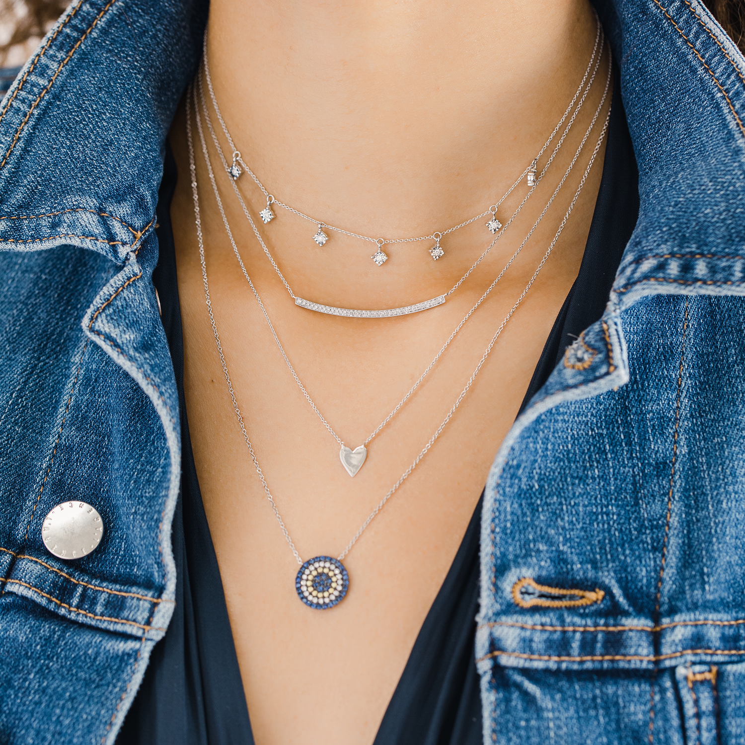 White Gold-3^Diamond Bar Necklaces: Sylvie Rose 14K White Gold & Diamond Long Bar Necklace