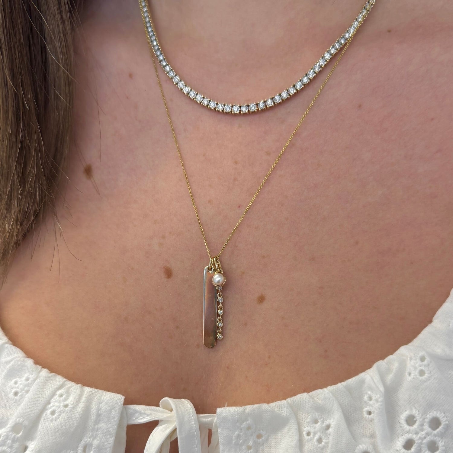 White Gold-2^Designer Diamond Necklaces: DRD Birthstone Charm in White Gold. June
