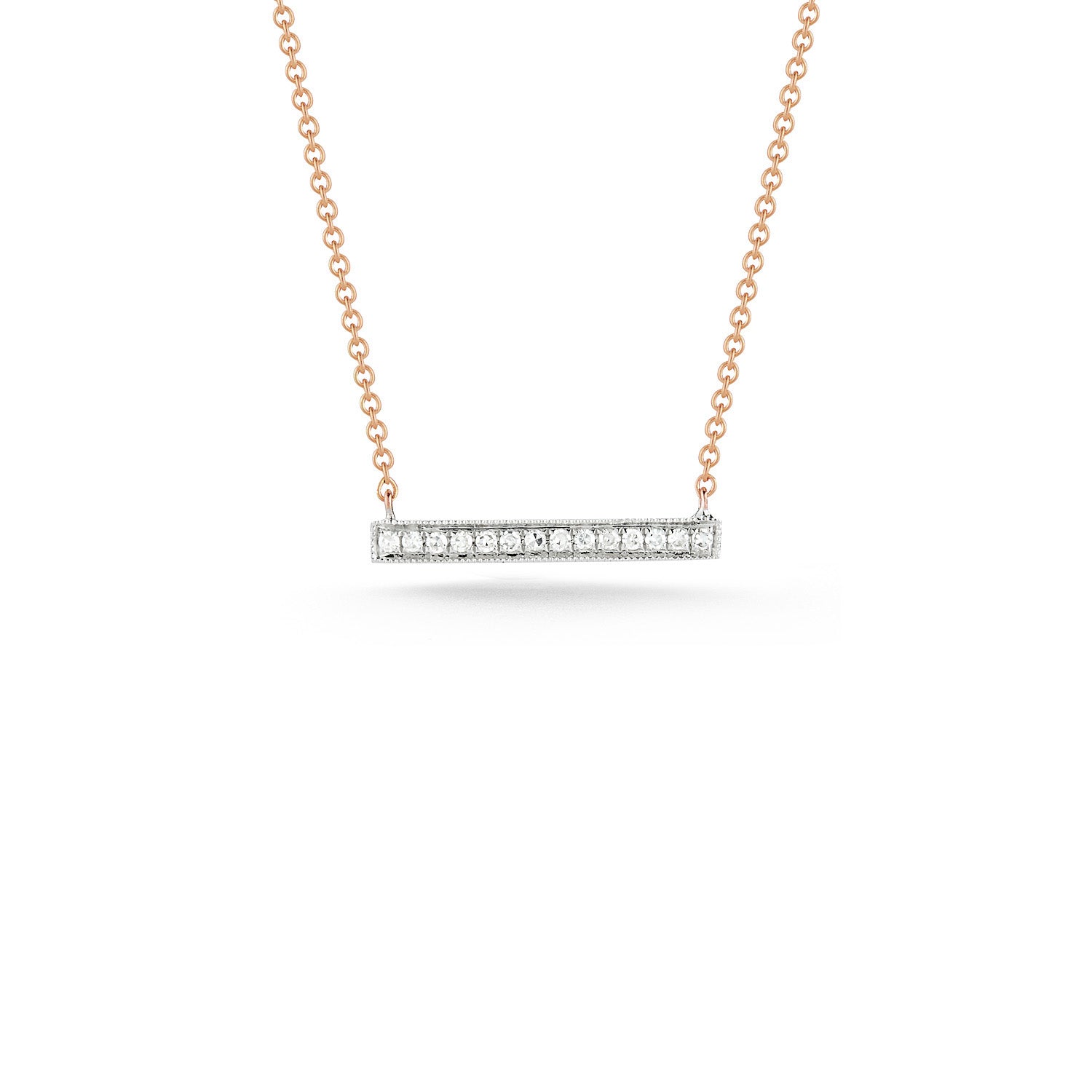 Rose Gold-1^Diamond Bar Necklaces: Sylvie Rose 14K Rose Gold Medium Bar Necklace