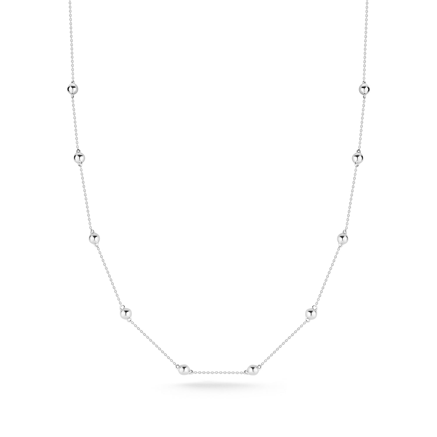 White Gold-1^Diamond Station Necklaces: Poppy Rae Pebble Station Necklace in White Gold