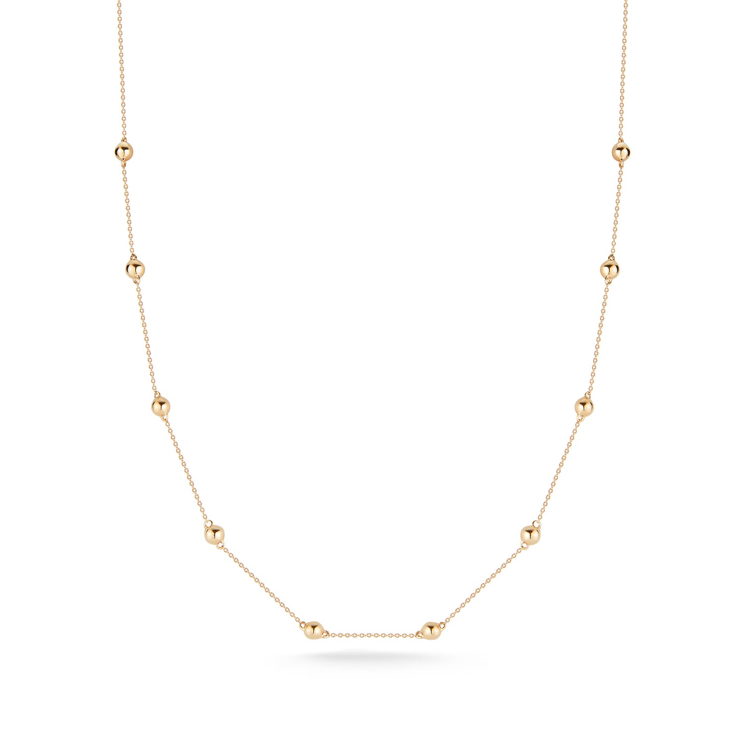 Yellow Gold-1^Diamond Station Necklaces: Poppy Rae Pebble Station Necklace in Yellow Gold