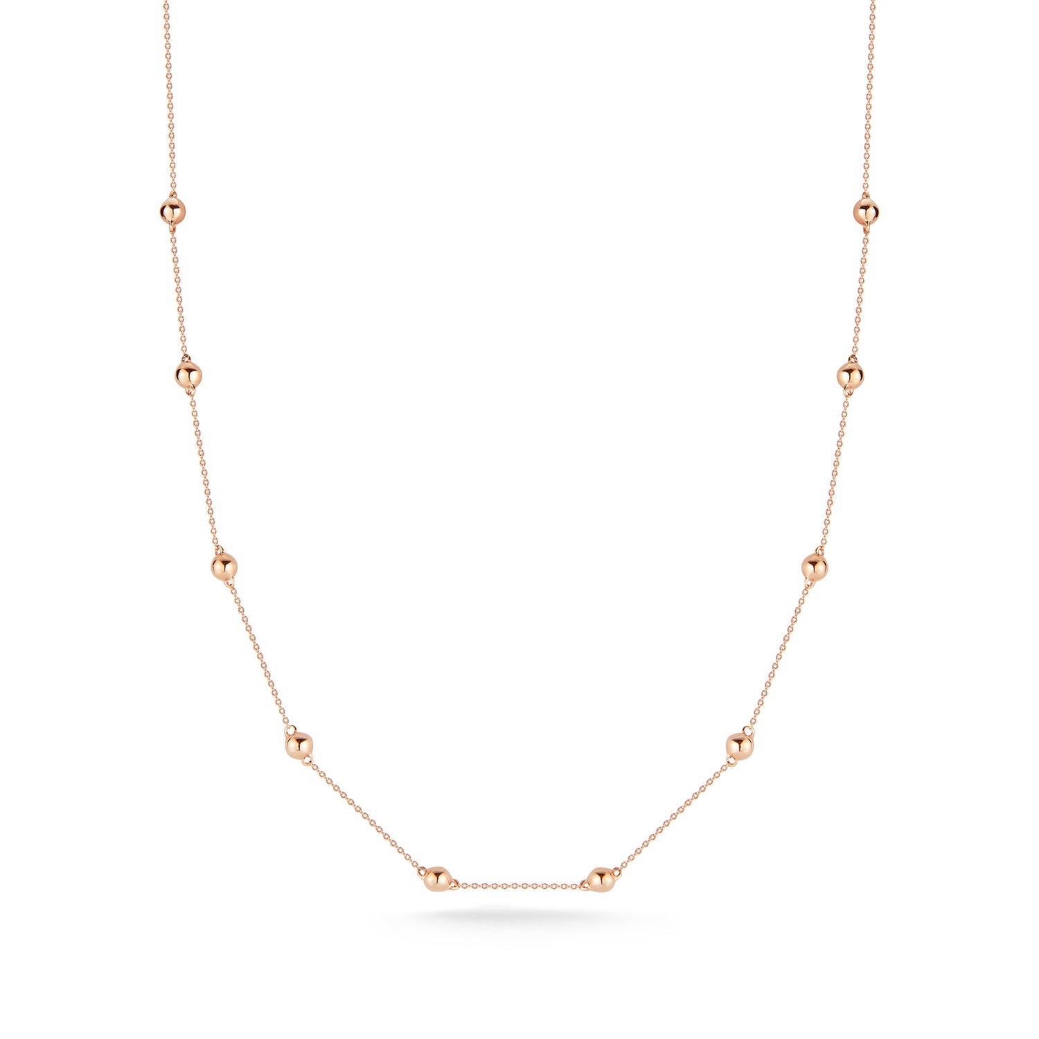 Rose Gold-1^Diamond Station Necklaces: Poppy Rae Pebble Station Necklace in Rose Gold