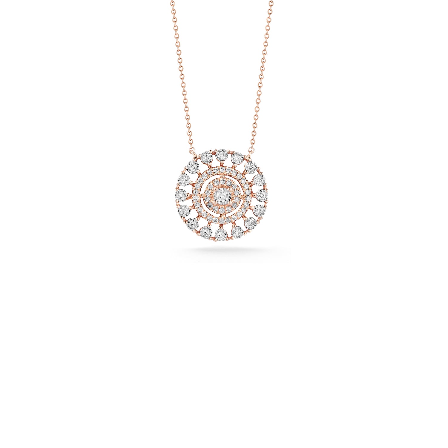 Rose Gold-1^-Designer Diamond Necklaces: Ava Bea Medallion Necklace in Rose Gold