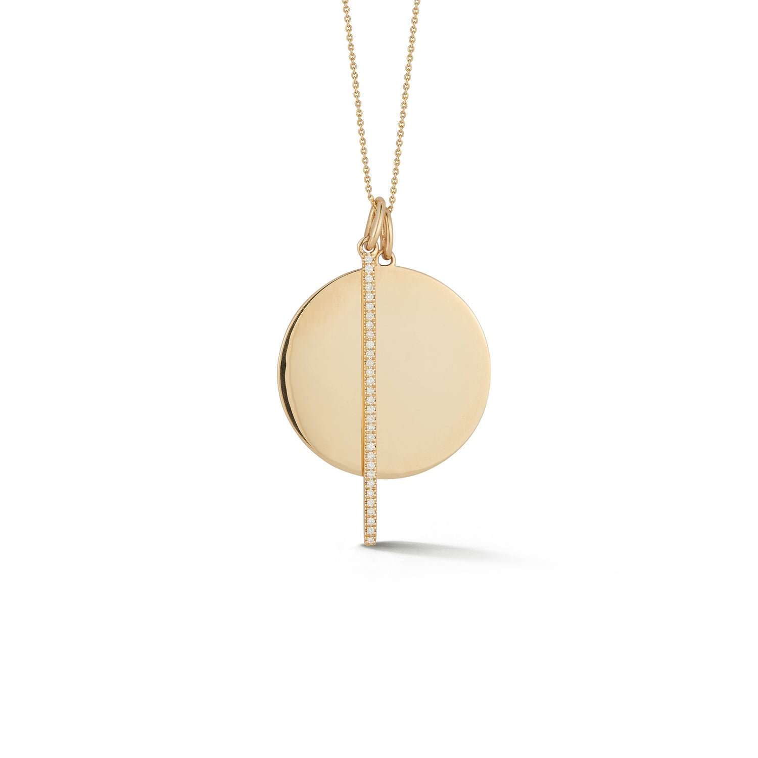 Yellow Gold -1^Diamond Pendant Necklaces: Sylvie Rose Disc and Pave Bar Necklace in Yellow Gold