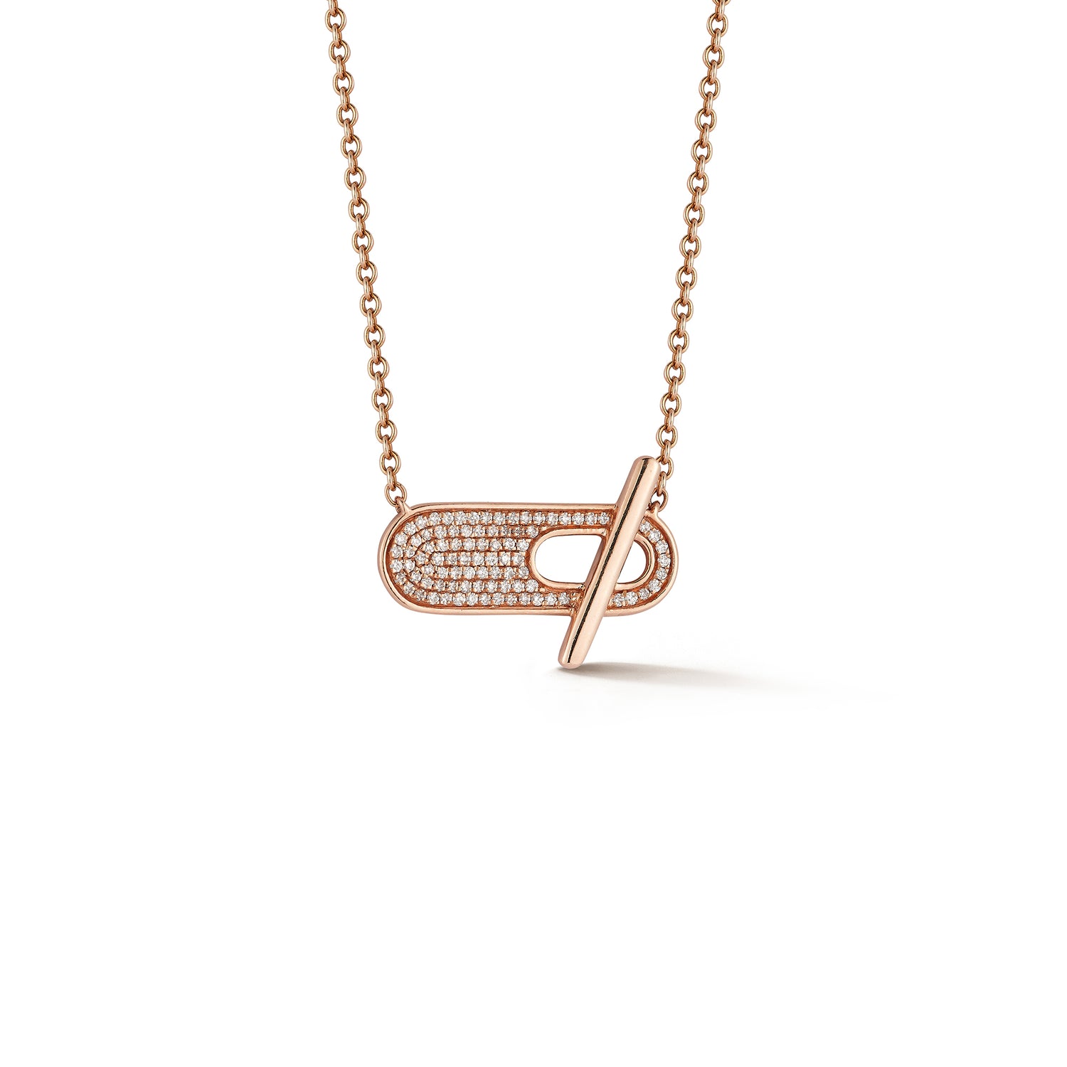 Rose Gold-1^Designer Diamond Necklaces: Sylvie Rose Pavé Toggle Necklace in Rose Gold