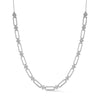 White Gold-1^Diamond Station Necklaces: Poppy Rae Link Station Necklace in White Gold