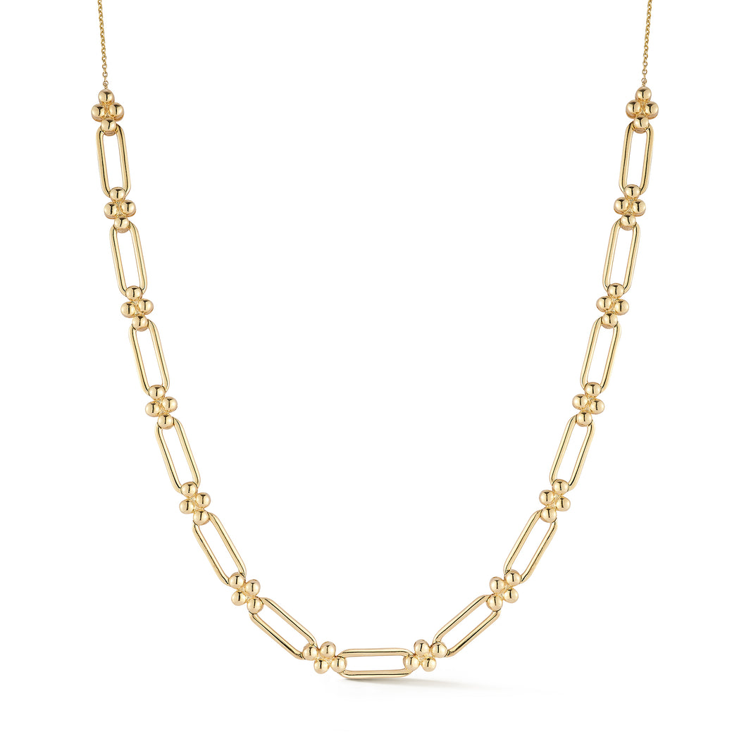 14K Gold Paperclip Chain Necklace | Poppy Rae Pebble Link Station ...