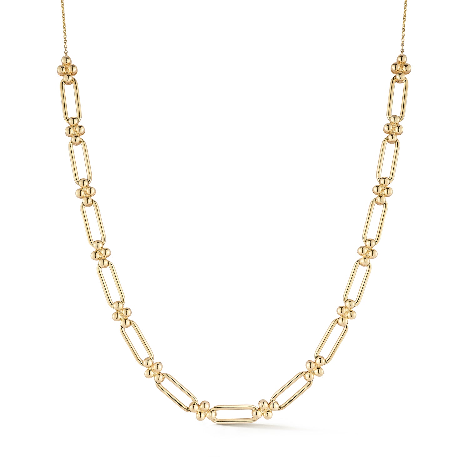 Yellow Gold-1^Diamond Station Necklaces: Poppy Rae Link Station Necklace in Yellow Gold