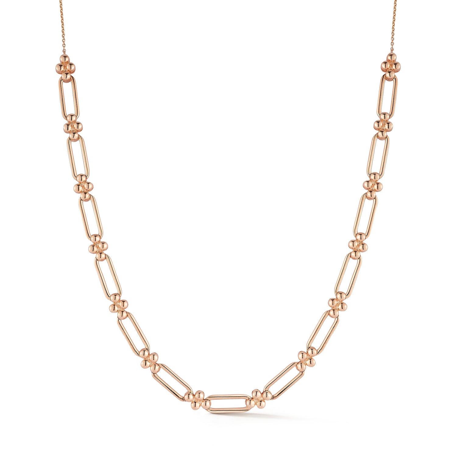 Rose Gold-1^Diamond Station Necklaces: Poppy Rae Link Station Necklace in Rose Gold