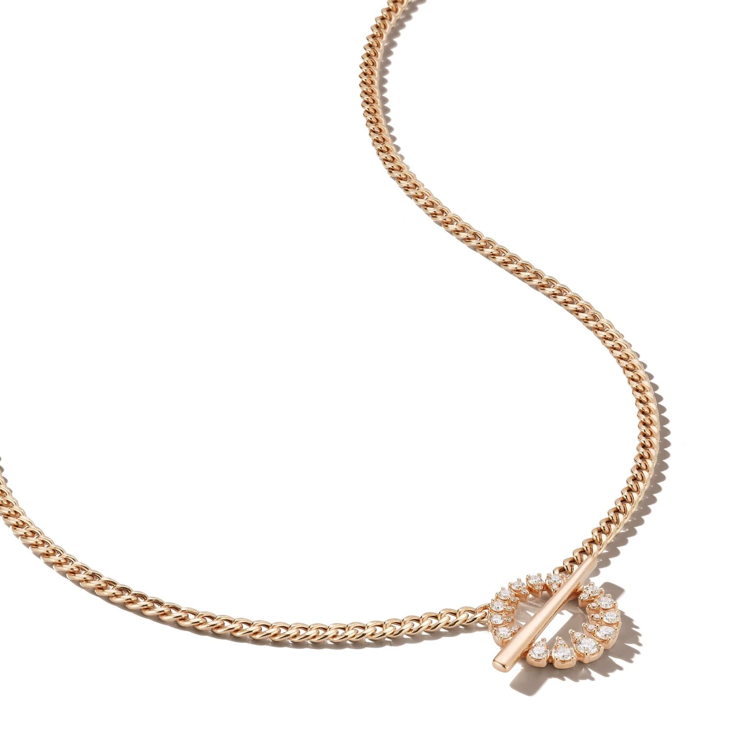 Rose Gold-3^Designer Diamond Necklaces: Sophia Ryan Cuban Chain Toggle Necklace in Rose Gold