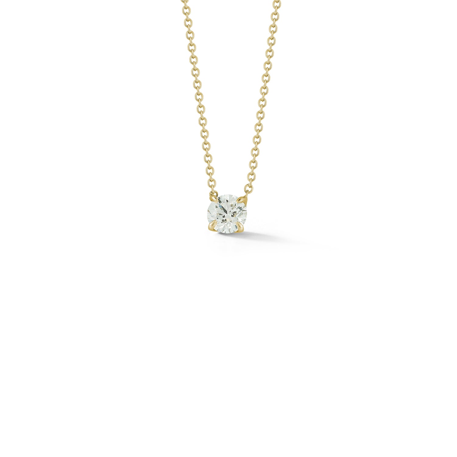 Yellow Gold-1^Diamond Pendant Necklaces: DRD 0.50 ct. Round Diamond Solitaire Necklace in Yellow Gold 