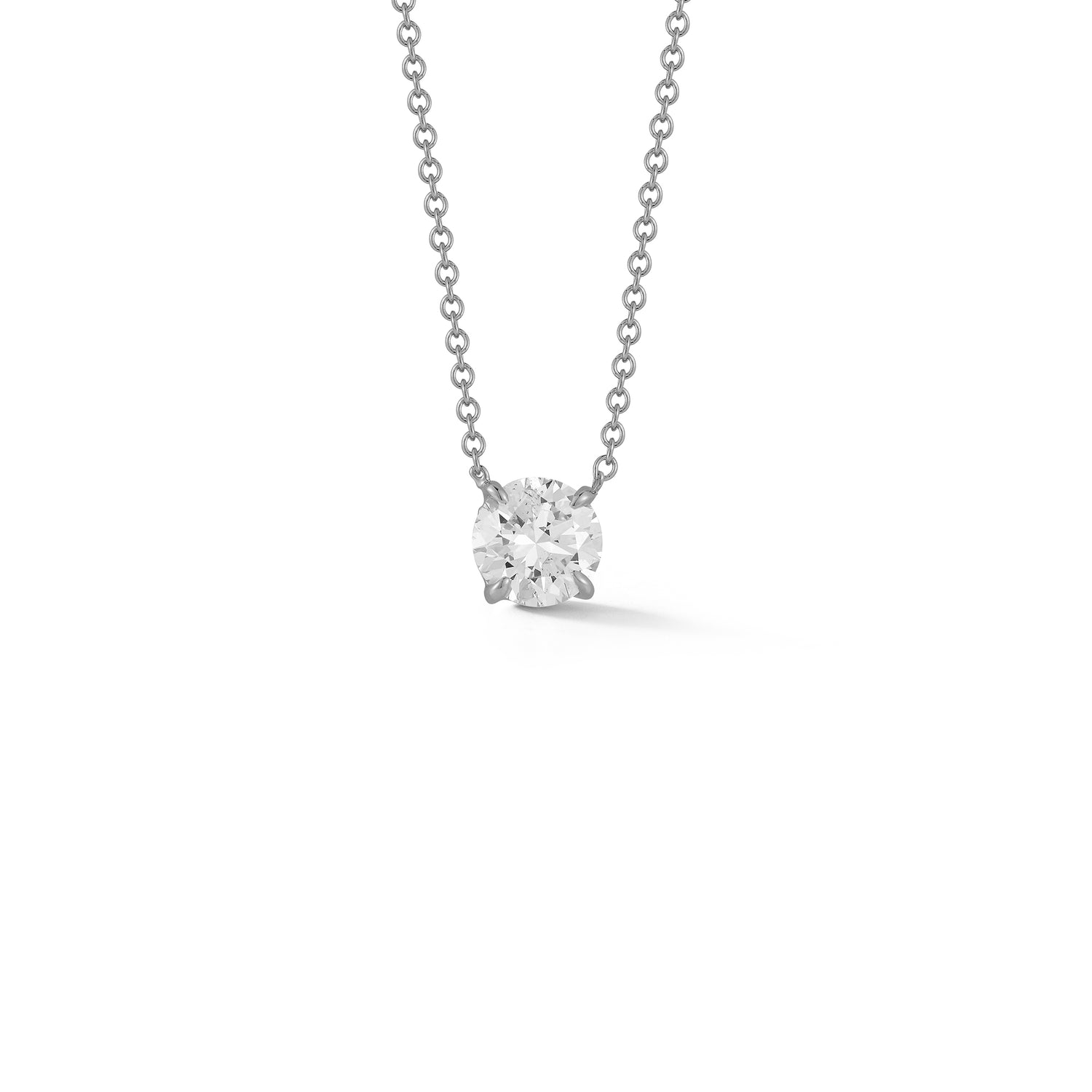 White Gold-1^Diamond Pendant Necklaces: DRD 1.00 ct. Round Diamond Solitaire Necklace in White Gold