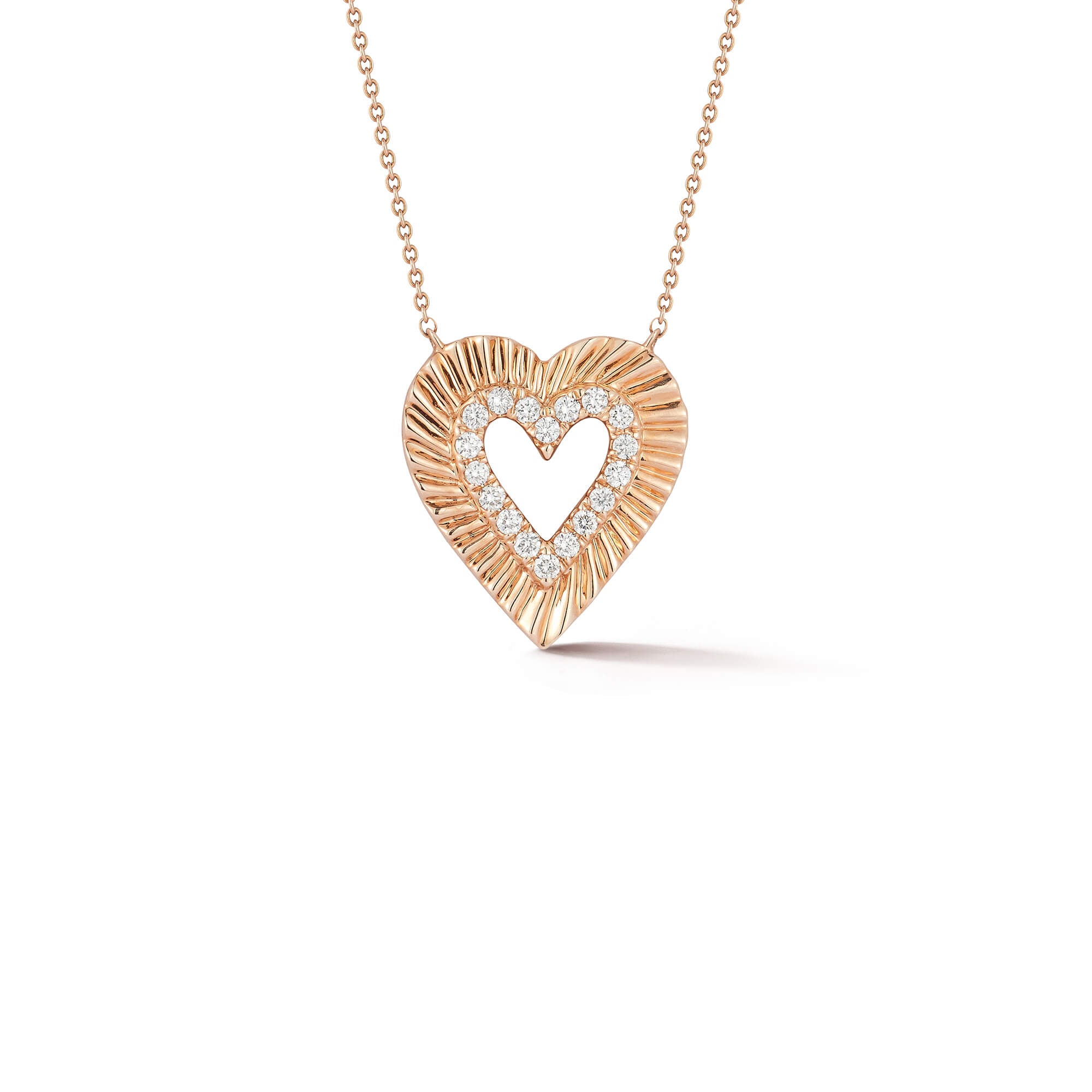 14K Gold Heart Necklace With Spiral Diamonds | Dana Rebecca Designs