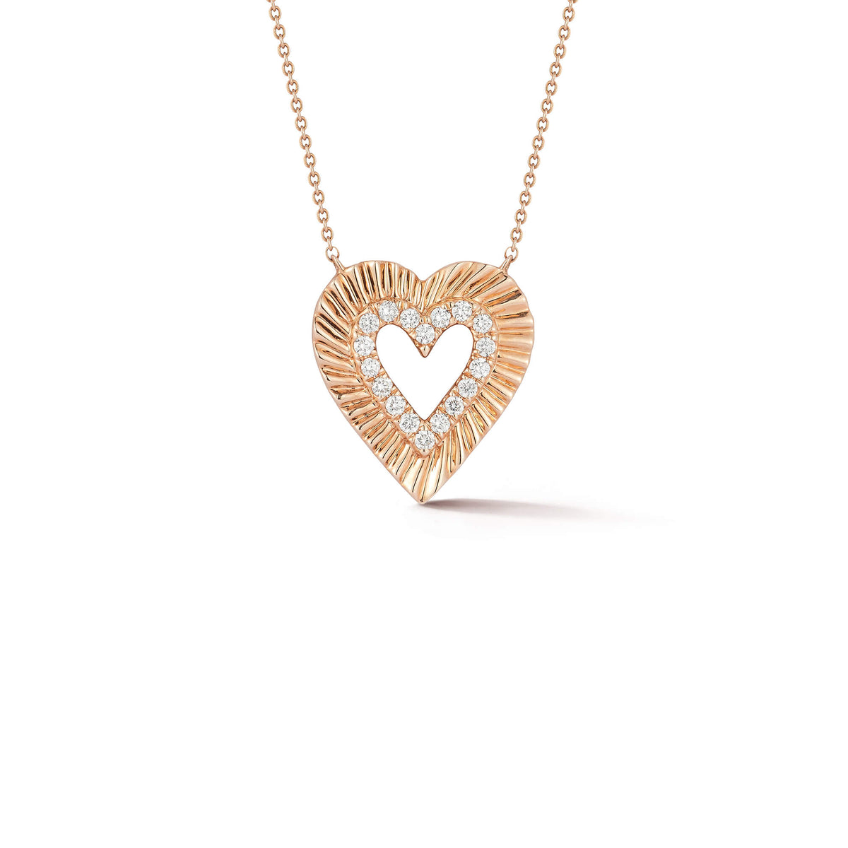 Rose Gold-1^Diamond Pendant Necklaces: Zoe Louise Spiral Heart Necklace in Rose Gold