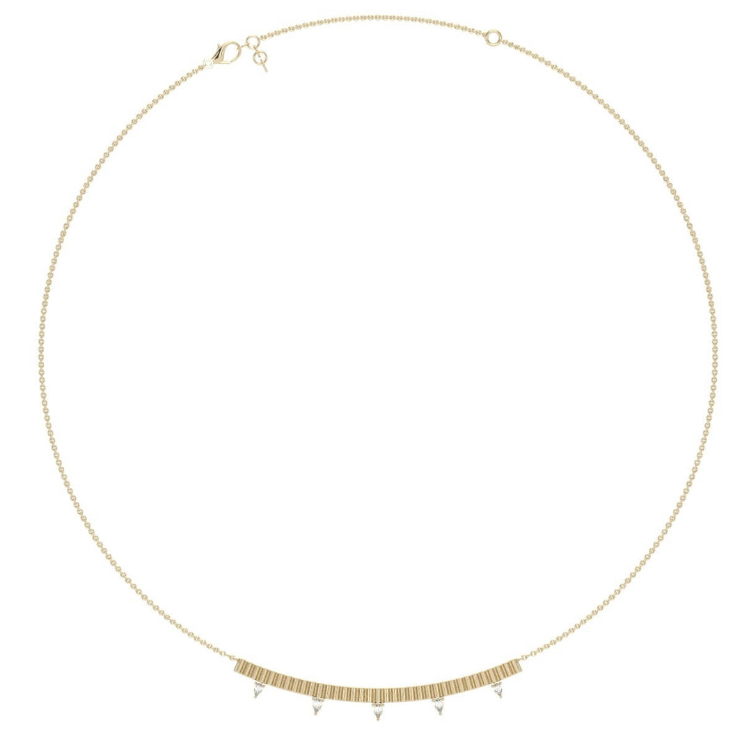 Yellow Gold-2^Designer Diamond Necklaces: Taylor Elaine Fluted Long Bar Necklace in Yellow Gold