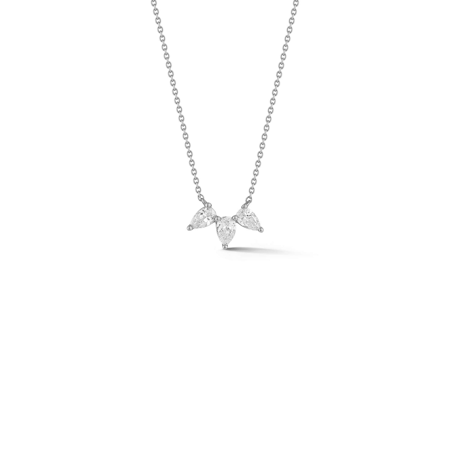 White Gold-1^Diamond Pendant Necklaces: Taylor Elaine Trio Pear Necklace in White Gold