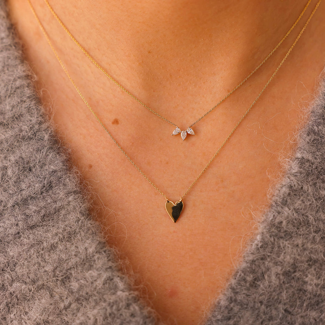 Yellow Gold-2^Diamond Pendant Necklaces: Taylor Elaine Trio Pear Necklace in Yellow Gold Thumbnail-only