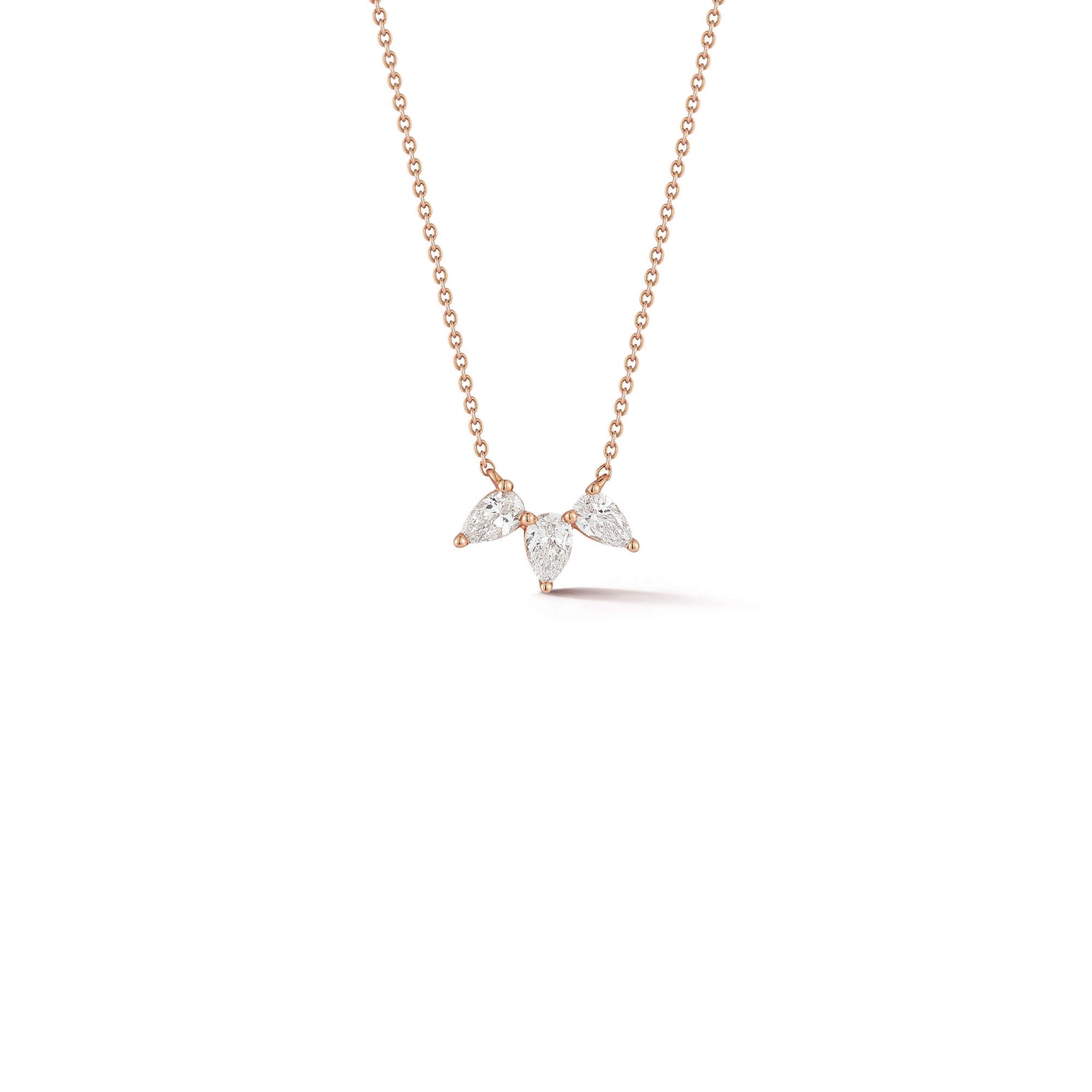 Rose Gold-1^Diamond Pendant Necklaces: Taylor Elaine Trio Pear Necklace in Rose Gold
