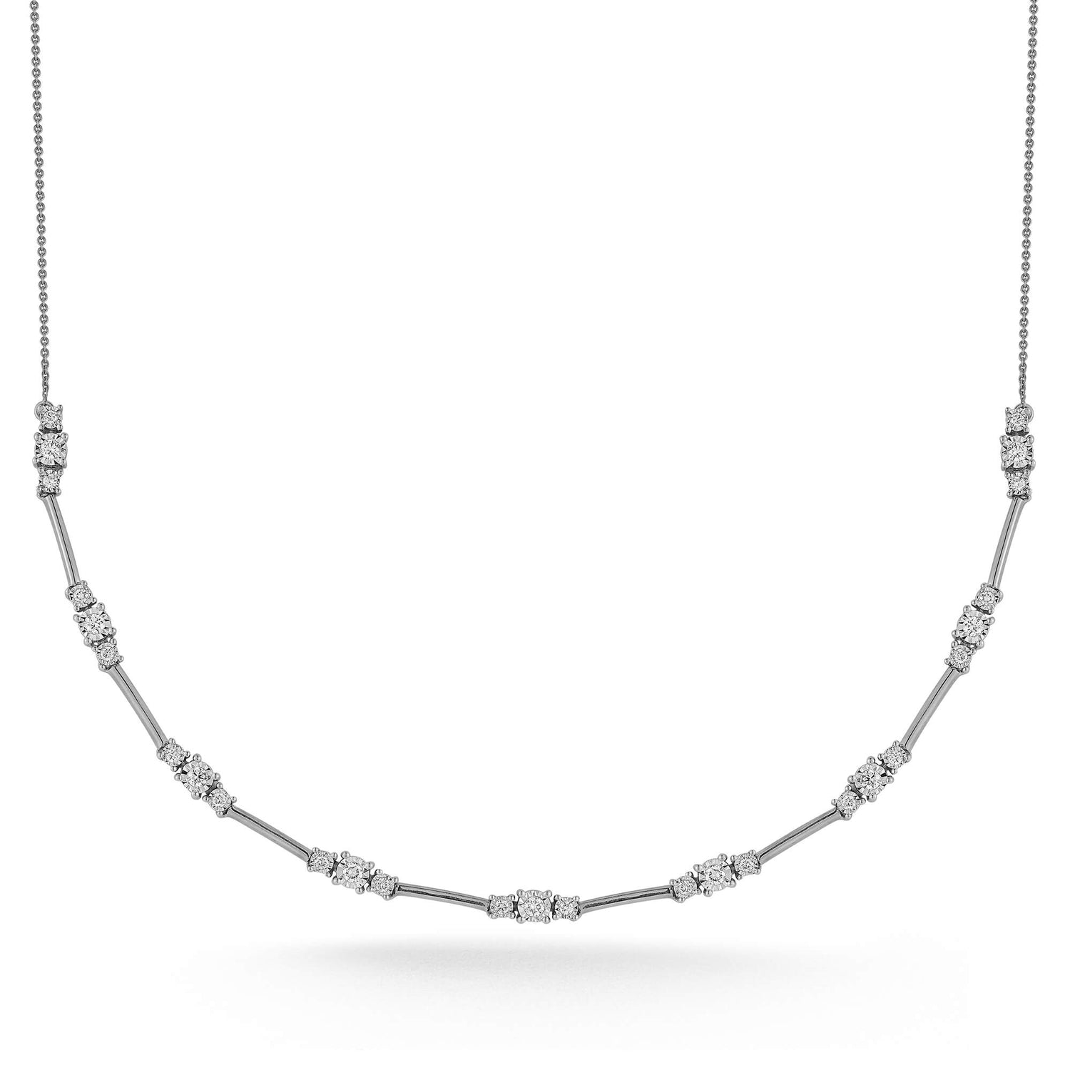 White Gold-1^Diamond Tennis Necklaces: Ava Bea Trio Interval Tennis Necklace in White Gold
