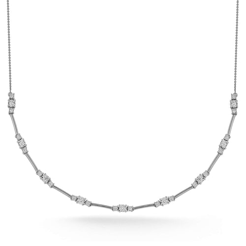 White Gold-1^Diamond Tennis Necklaces: Ava Bea Trio Interval Tennis Necklace in White Gold