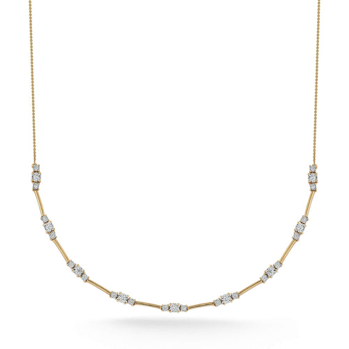 Yellow Gold-1^Diamond Tennis Necklaces: Ava Bea Trio Interval Tennis Necklace in Yellow Gold