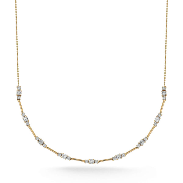 Yellow Gold-1^Diamond Tennis Necklaces: Ava Bea Trio Interval Tennis Necklace in Yellow Gold