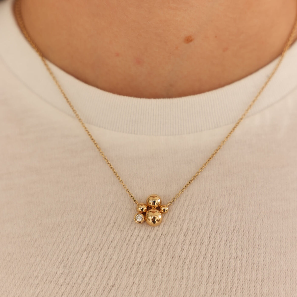 Yellow Gold-2^Diamond Pendant Necklaces: Poppy Rae Pebble Cluster Necklace in Yellow Gold 