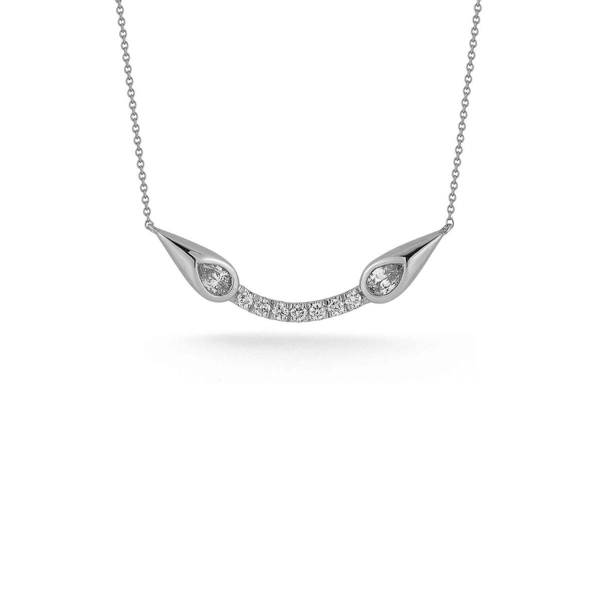 White Gold-1^-Designer Diamond Necklaces: Taylor Elaine Curved Bar Necklace in White Gold