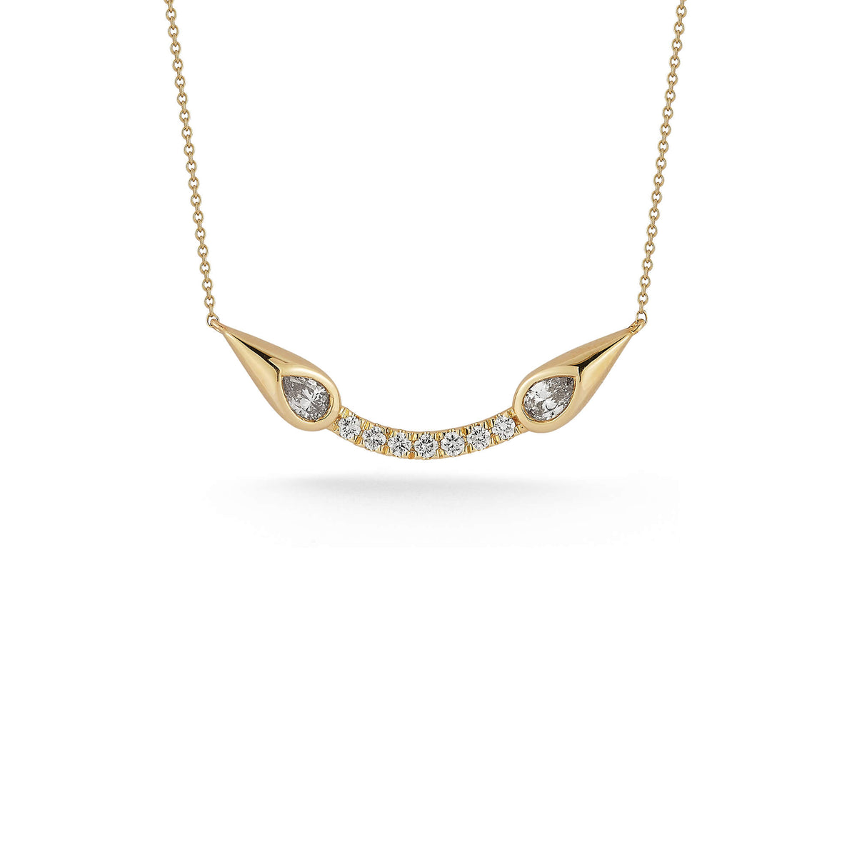 Yellow Gold-1^-Designer Diamond Necklaces: Taylor Elaine Curved Bar Necklace in Yellow Gold