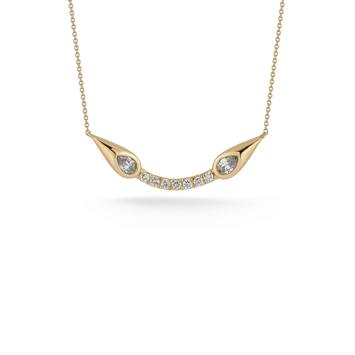 Yellow Gold-1^-Designer Diamond Necklaces: Taylor Elaine Curved Bar Necklace in Yellow Gold