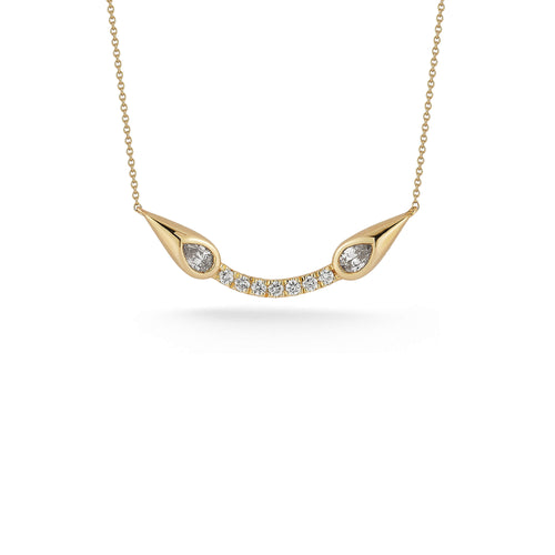 Yellow Gold-1^-Designer Diamond Necklaces: Taylor Elaine Curved Bar Necklace in Yellow Gold