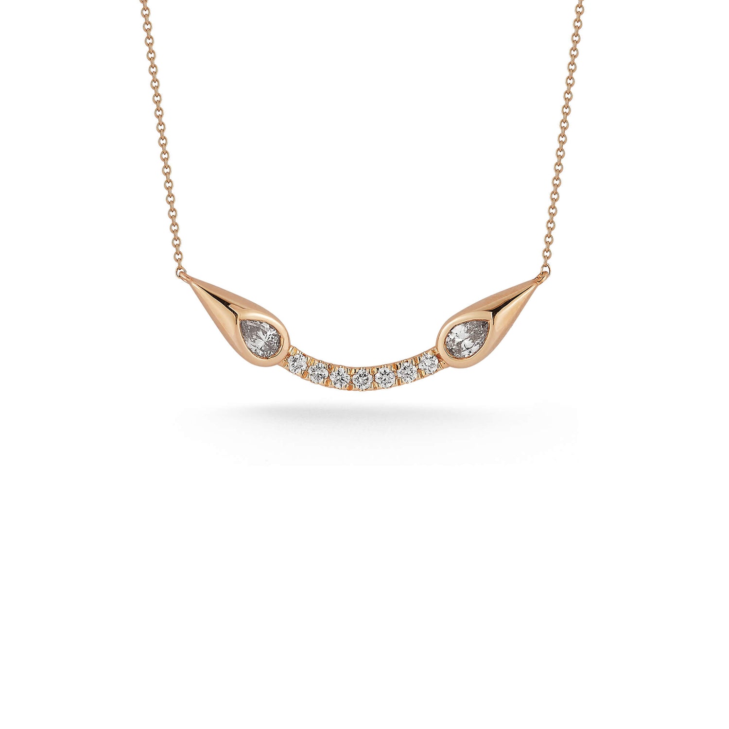 Rose Gold-1^-Designer Diamond Necklaces: Taylor Elaine Curved Bar Necklace in Rose Gold