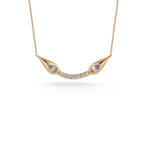 Rose Gold-1^-Designer Diamond Necklaces: Taylor Elaine Curved Bar Necklace in Rose Gold