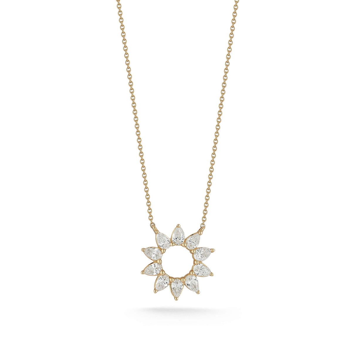 Yellow Gold-1^Diamond Pendant Necklaces: Taylor Elaine Pear Flower Necklace in Yellow Gold 
