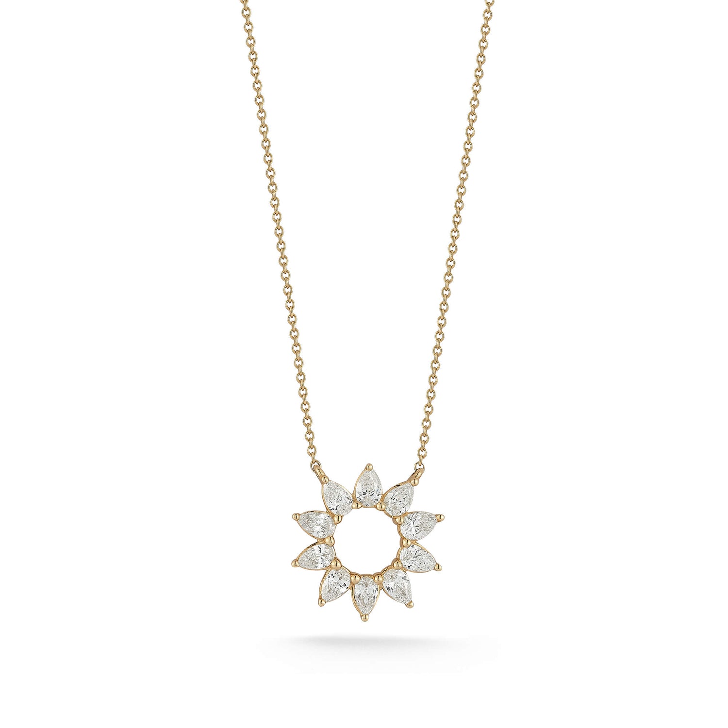 Yellow Gold-1^Diamond Pendant Necklaces: Taylor Elaine Pear Flower Necklace in Yellow Gold 