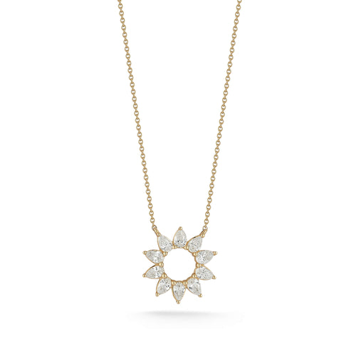 Yellow Gold-1^Diamond Pendant Necklaces: Taylor Elaine Pear Flower Necklace in Yellow Gold 