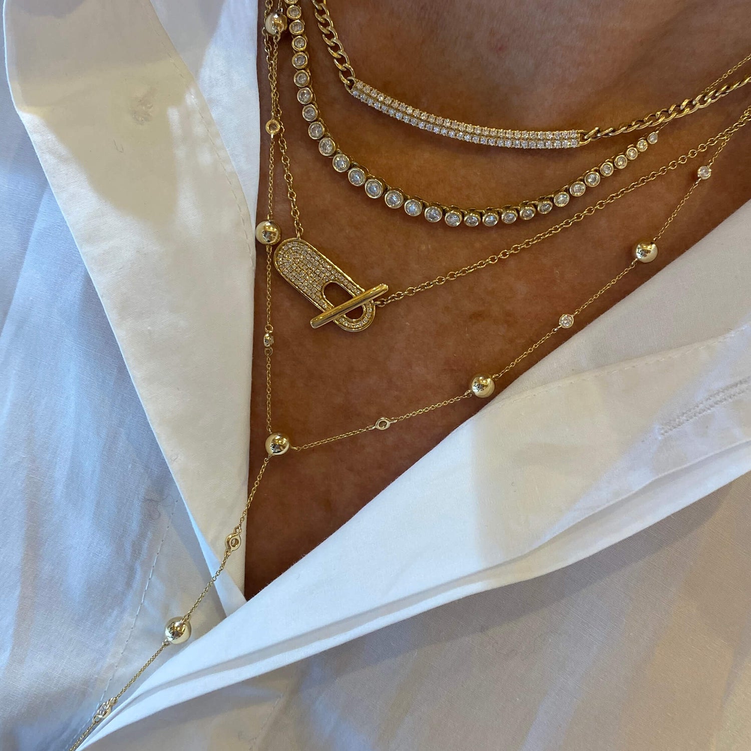 Yellow Gold-3^Designer Diamond Necklaces: Poppy Rae Pebble Lariat Necklace in Yellow Gold