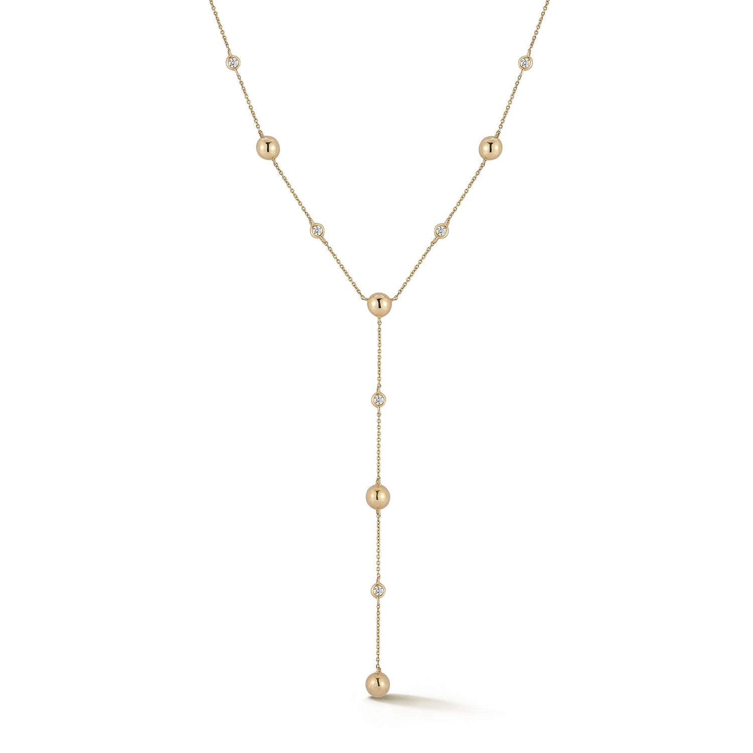 Yellow Gold-1^Designer Diamond Necklaces: Poppy Rae Pebble Lariat Necklace in Yellow Gold