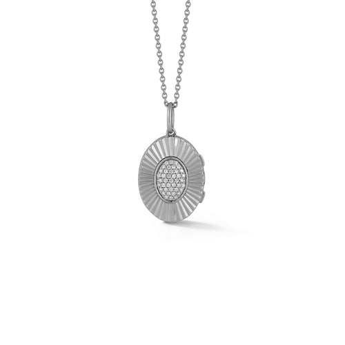 White Gold-1^Designer Diamond Necklaces: Teddi Paige Oval Locket Necklace in White Gold