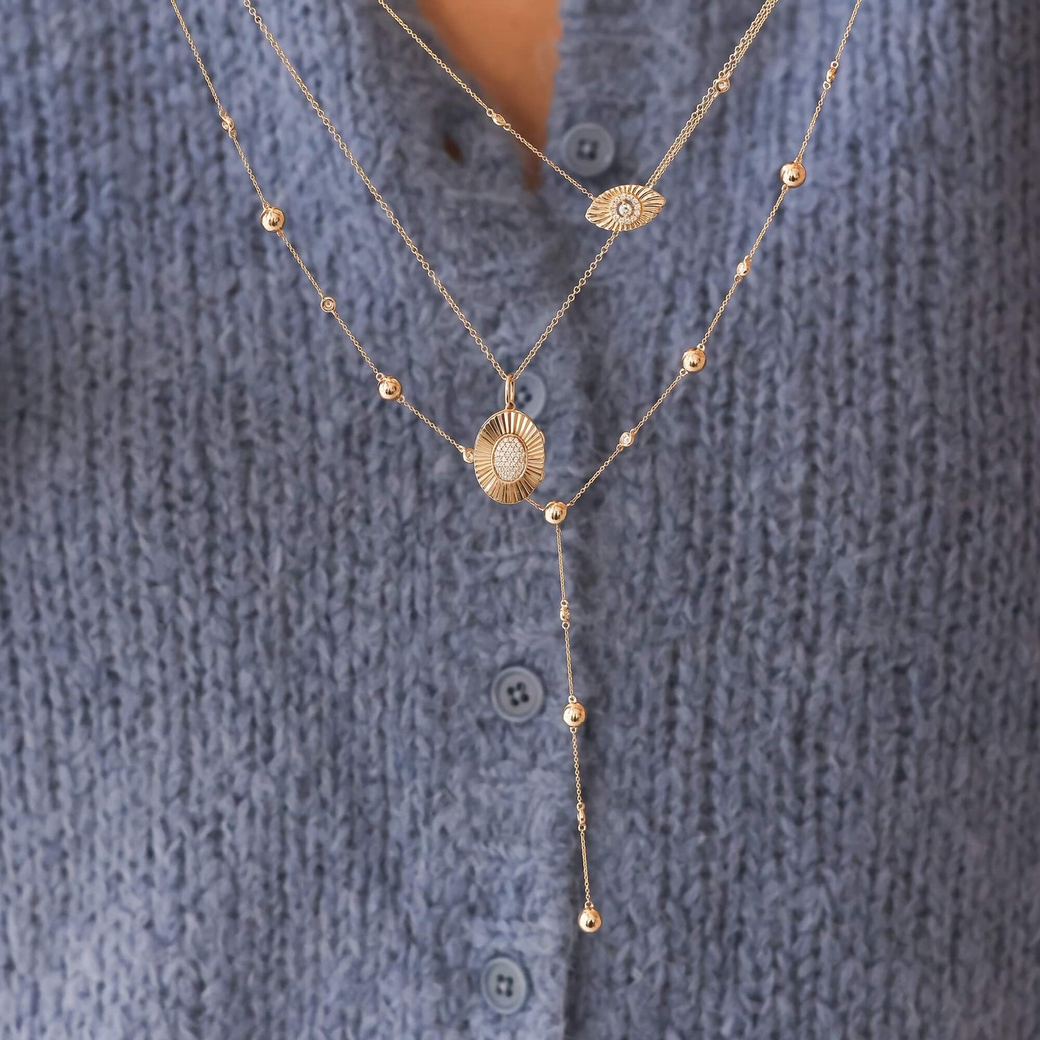 White Gold-4^Designer Diamond Necklaces: Teddi Paige Oval Locket Necklace in White Gold