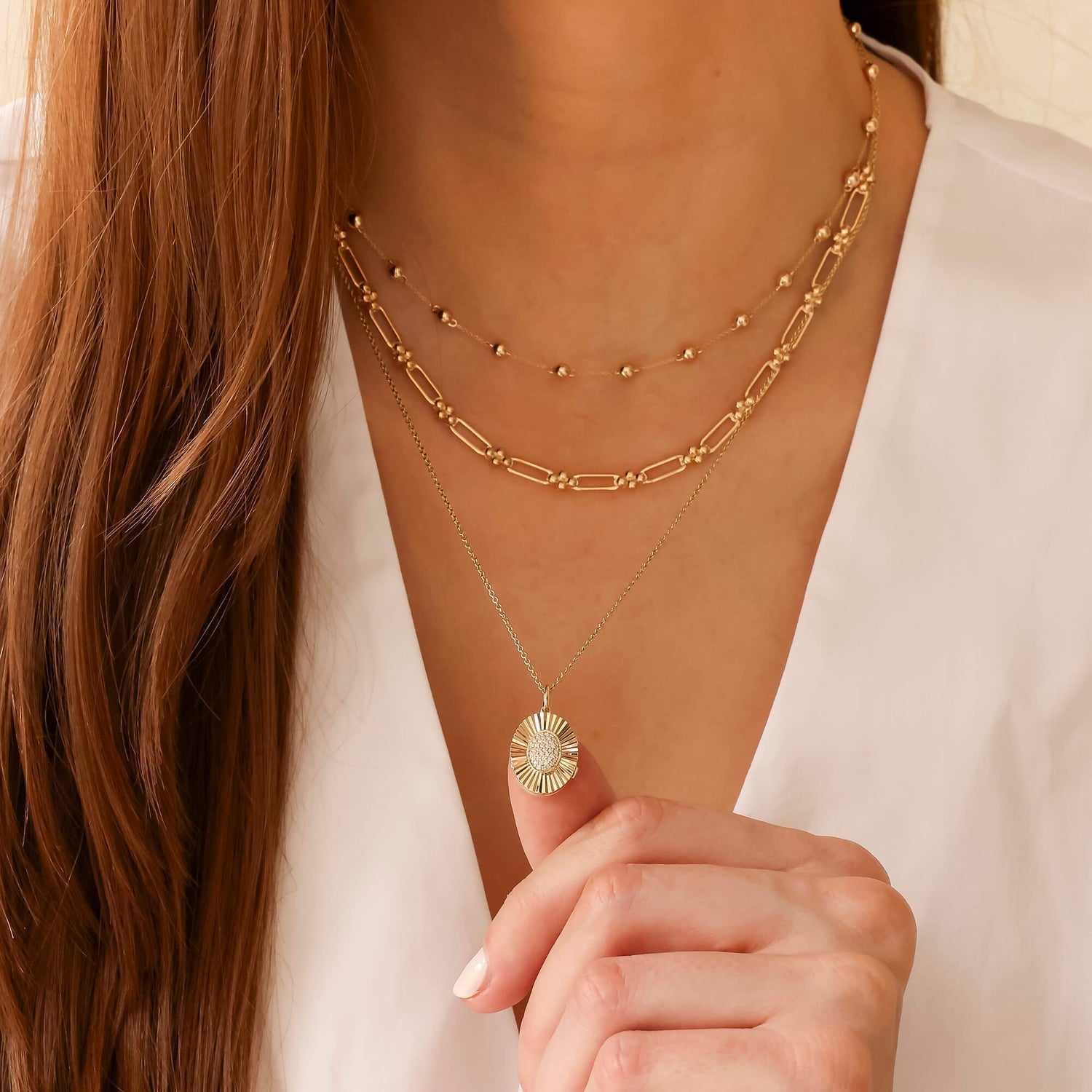 Rose Gold-4^Designer Diamond Necklaces: Teddi Paige Oval Locket Necklace in Rose Gold