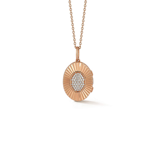 Rose Gold-1^Designer Diamond Necklaces: Teddi Paige Oval Locket Necklace in Rose Gold