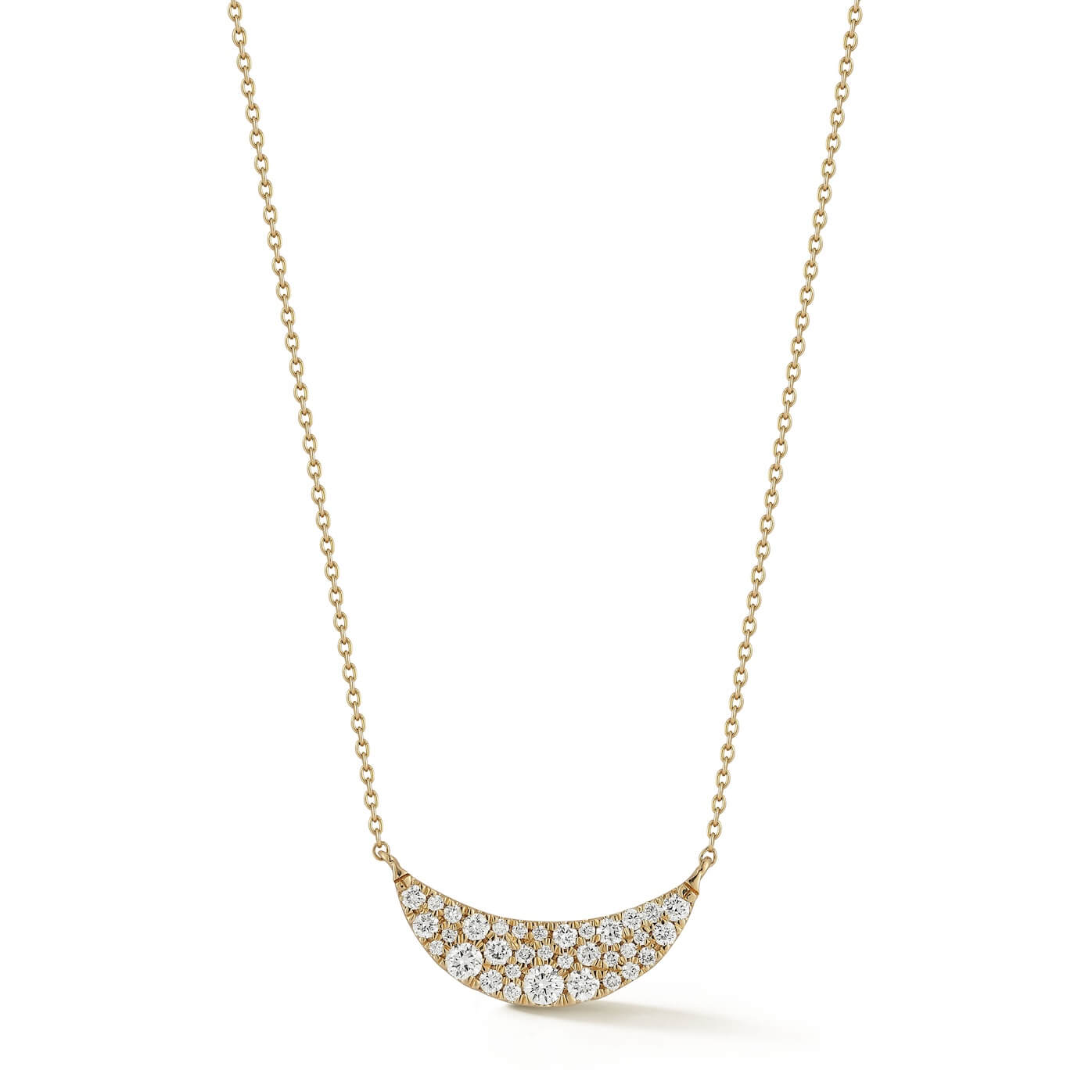 Yellow Gold-1^Diamond Bar Necklaces: DRD Crescent Diamond Bar Necklace in Yellow Gold